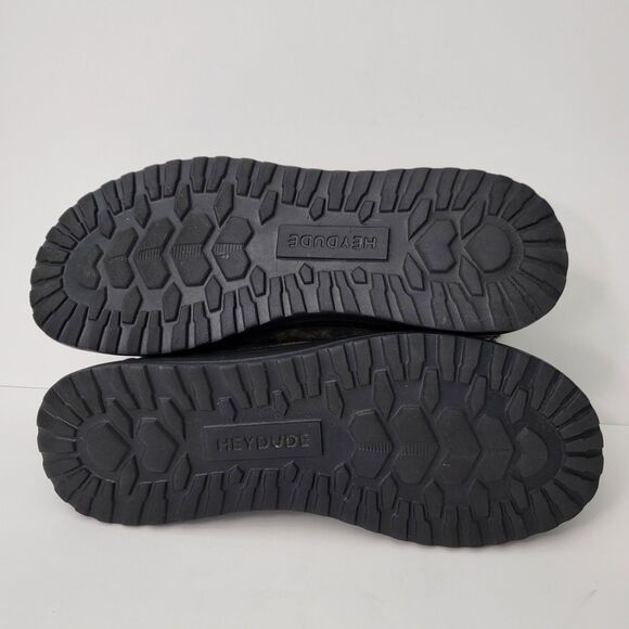 HEY DUDE Denny Leo Nut Boots Womens 9 Black Booties Leopard Faux Fur Lined - Picture 7 of 9